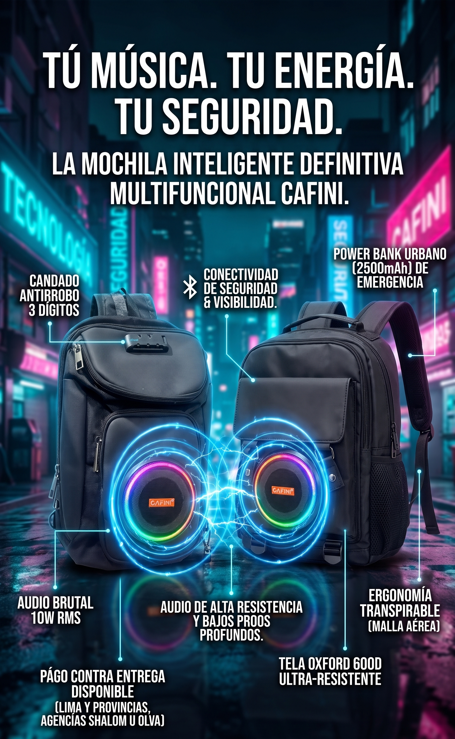 Morral con Parlante Bluetooth Integrado y Luces RGB