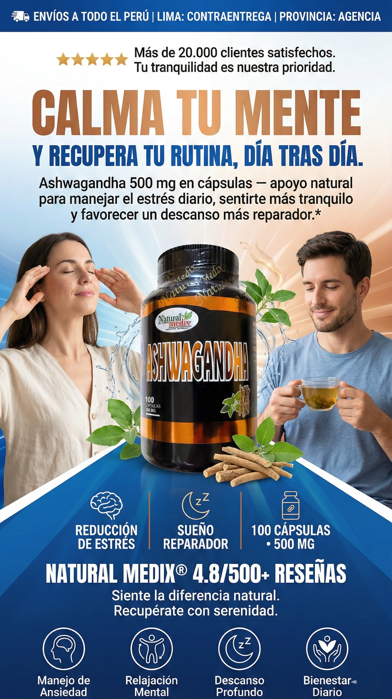 CALMA TU MENTE Y RECUPERA TU RUTINA, DÍA TRAS DÍA    ASHWAGANDHA