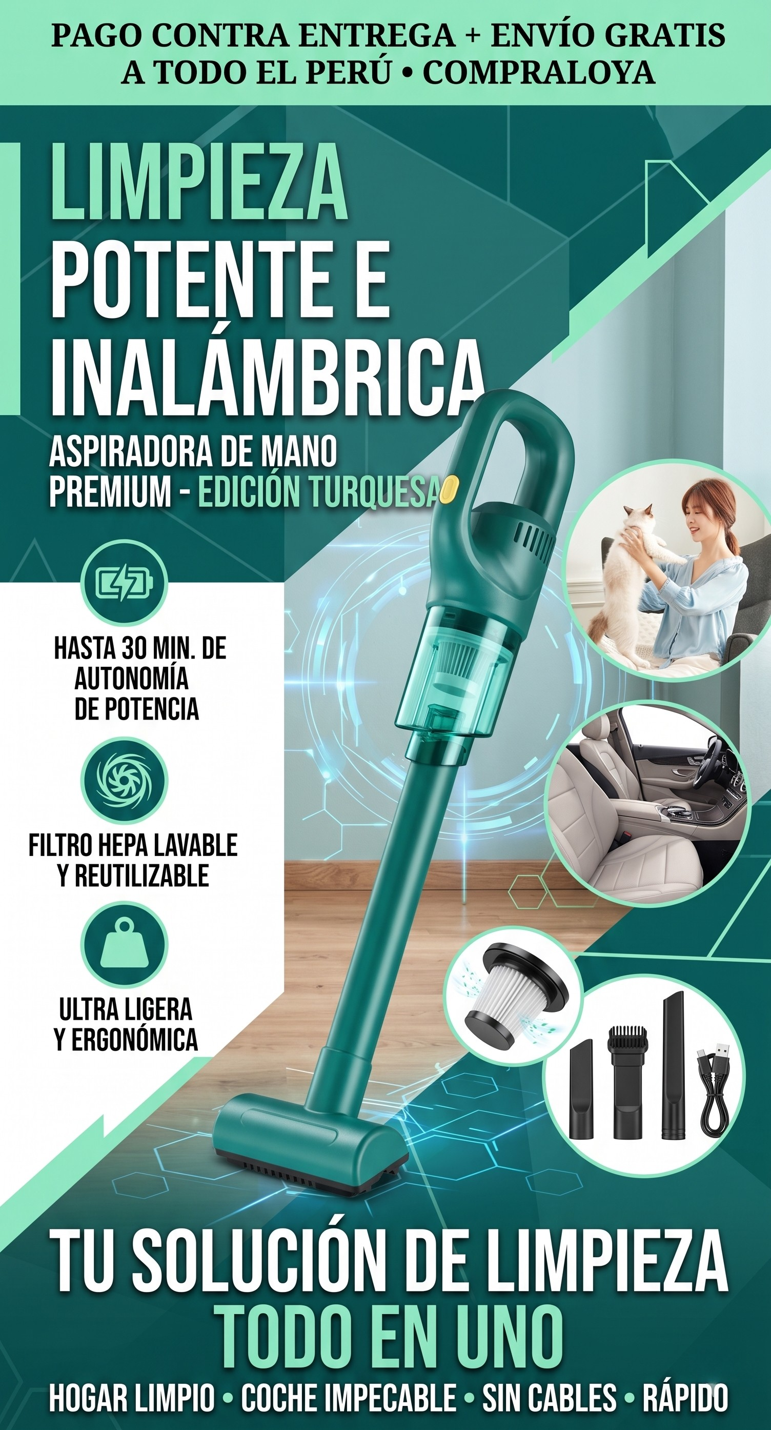 ASPIRADORA DE AIRE - EDICION DE TURQUEZA Y NEGRO